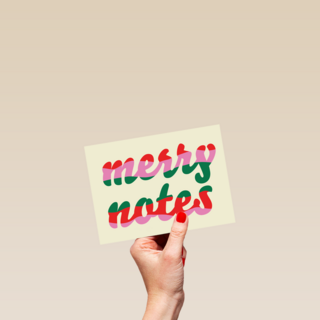 Kerstkaart hip Merry notes