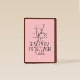 huwelijks kaart liefde hier hartjes daar ringen om en trouwen maar