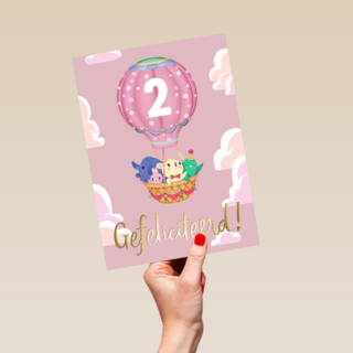 Verjaardagskaart meisje roze leeftijd