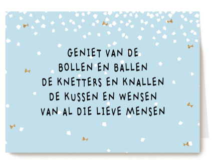 nieuwjaarskaart tekst geniet van de bollen en ballen