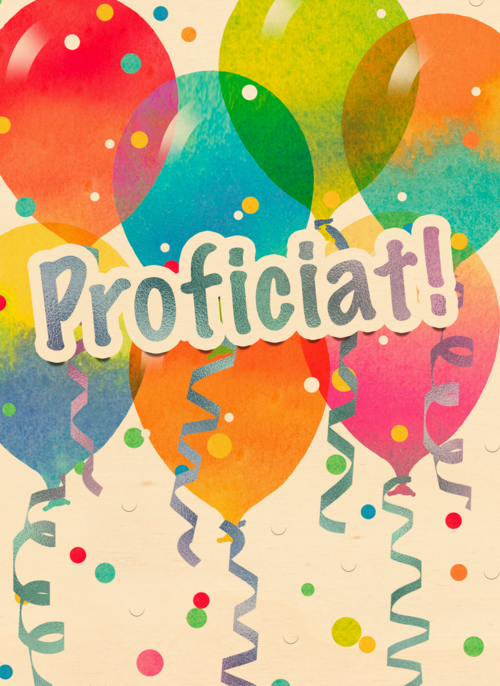 proficiat met ballonnen en confetti