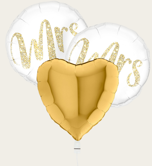 Ballonnentros Huwelijk Vrouw en Vrouw Goud Wit