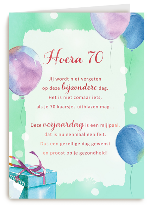 Verjaardagskaart 70 jaar More than words