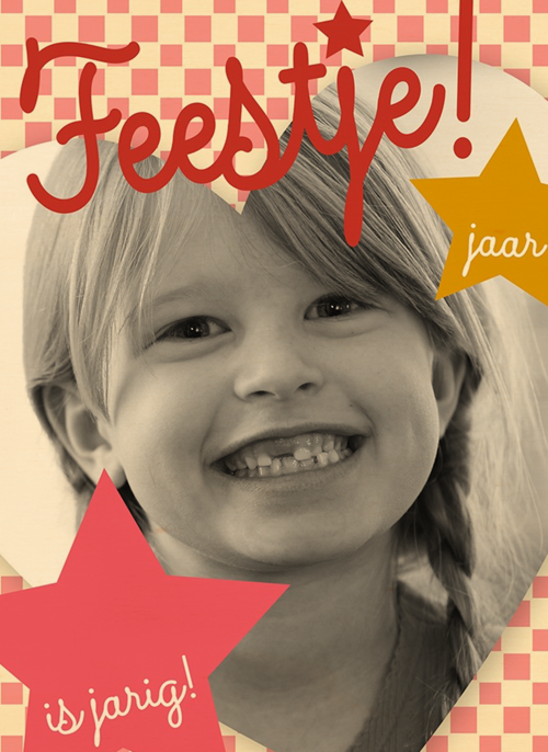 Houten Kaart Kinderfeest | Houten Kaart Hallmark | Kinderfeest | Fotokaart Kinderfeestje Zoveel Jaar