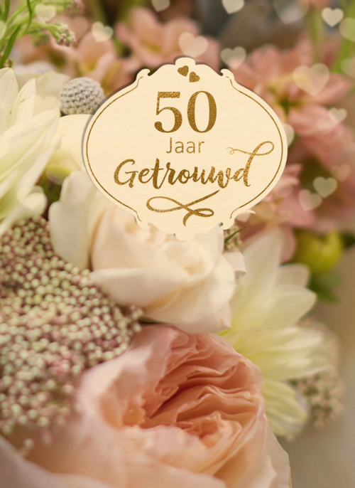 Houten Kaart Huwelijksjubileum | Houten Kaart Hallmark | Huwelijksjubileum | Huwelijkskaart 50 Jaar Getrouwd
