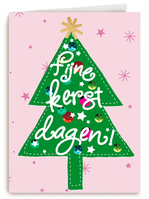 Kerstkaart Hip Kerstboom fijne kerstdagen