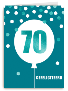 Verjaardagskaart leeftijden man 70 ballon