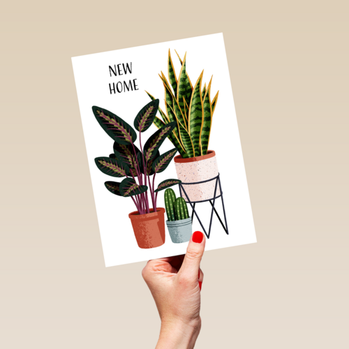 verhuisbericht kaart plantjes folio