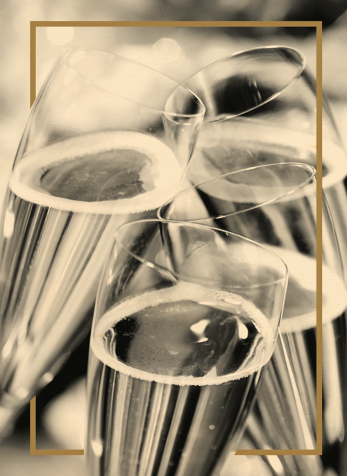 Houten Kaart Nieuwe Zaak | Houten Kaart Hallmark | Nieuwe Zaak | Champagne Glazen Met Goud Randje