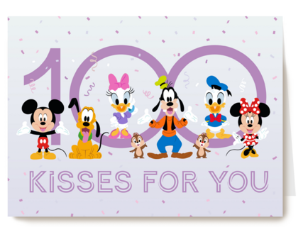 Vriendschapskaart Disney 100 kisses for you