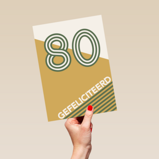 verjaardagskaart 80 op bruine achtergrond