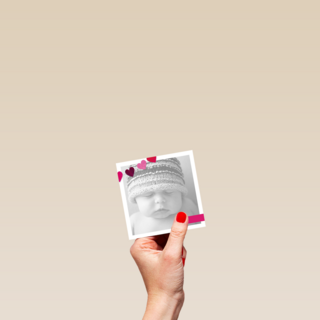 fotokaart vierkant baby kaart roze hartjes