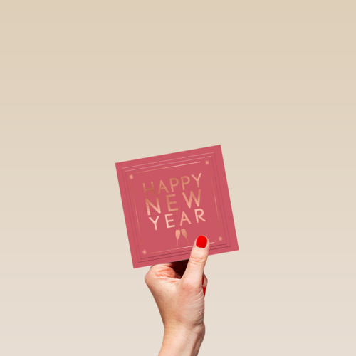 nieuwjaarskaart hip gouden letters happy new year