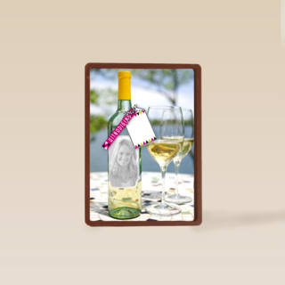 fotokaart fles wijn en glazen 35 jaar
