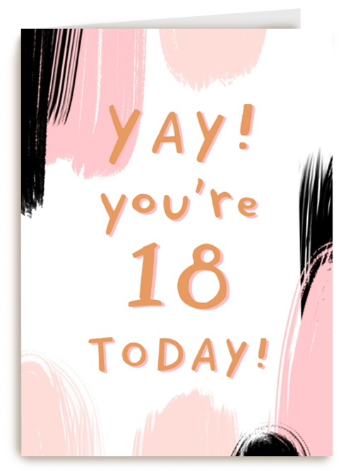Verjaardagskaart jonge vrouw yay you are 18