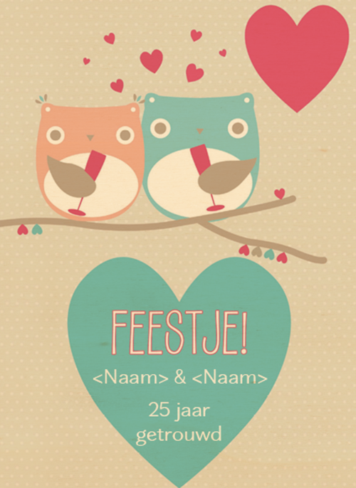Houten Kaart Huwelijksjubileum | Houten Kaart Hallmark | Huwelijksjubileum | Uiltjes Champagne Feest