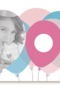 verjaardag fotokaart met roze en blauwe ballonnen