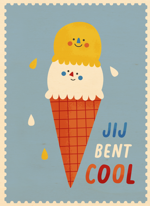 Houten Kaart | Kinderpostzegels Jij Bent Cool