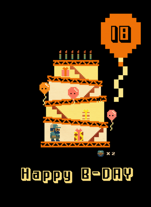8 bit 18de verjaardagskaart