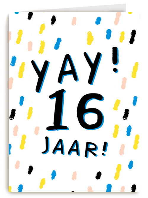 Verjaardagskaart yay 16 tiener jongen meisje