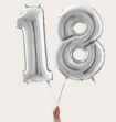 Cijferballon 18 Jaar Zilver XL