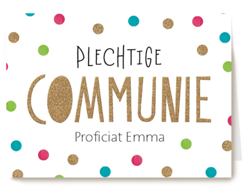 Kaart Hallmark | Communie | Feestelijke Kaart Plechtige Communie Met Confetti Stipjes