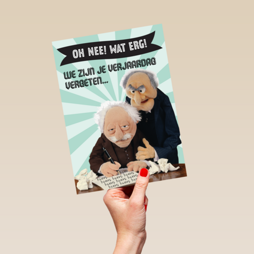 verjaardag te laat kaart muppets waldorf statler