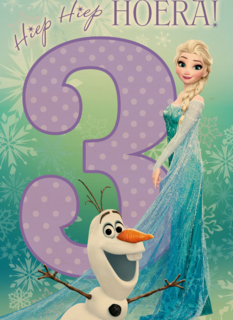 verjaardag kaart frozen 3 drie hiep hiep hoera elsa olaf