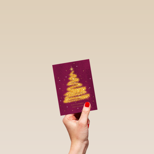 kerstkaart klassiek gouden kerstboom