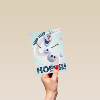 Frozen verjaardagskaart Olaf hiep hiep hoera