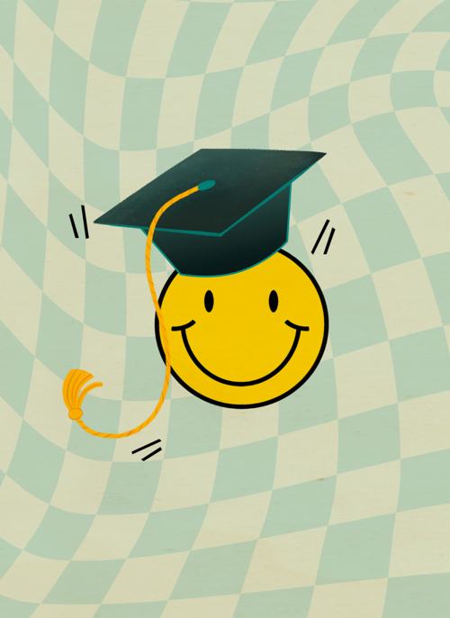 Houten Kaart Diploma | Houten Kaart Hallmark | Diploma | Geslaagd Smiley Blauw