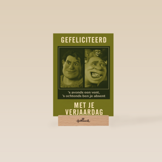 Shrek verjaardagskaart savonds een vent
