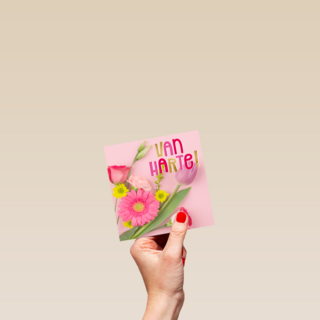 Verjaardagskaart bloemen van harte