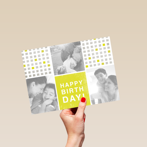 fotokaart liggen happy birthday drie fotoos