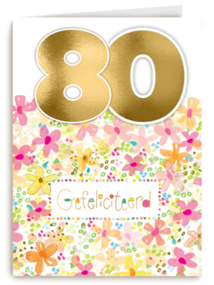 een bloemrijke verjaardagskaart voor 80 jaar