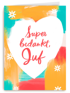 super bedankt juf met deze kaart met hart