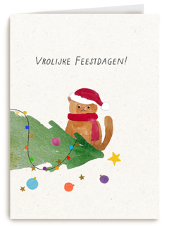 Kinderpostzegels Kat Kerstboom