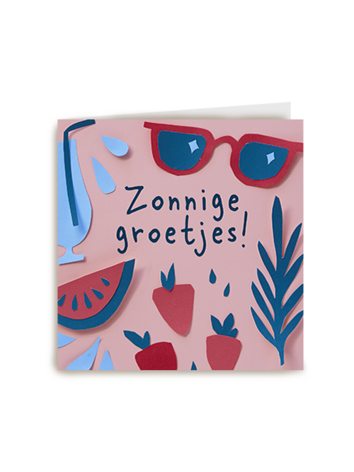 Kaart Hallmark | Groetjes Uit | Zonnige Groetjes Roze