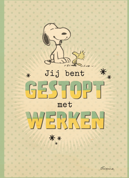 Houten Kaart Pensioen | Hallmark | Houten Kaart Hallmark | Pensioen | Snoopy Kaart Jij Bent Gestopt Met Werken