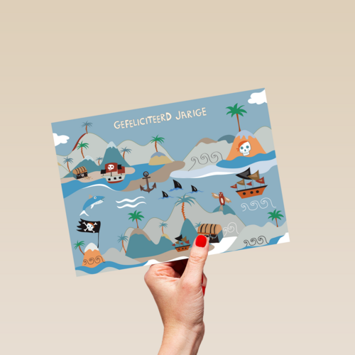 verjaardagskaart piratenschatkaart
