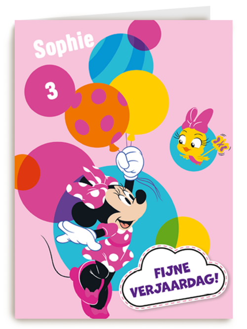 Minnie Mouse verjaardagskaart ballonnen
