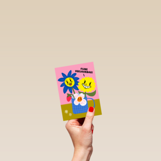 Fijne verjaardag bloemen mok
