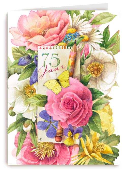 vijfenzeventig jaar met bloemen