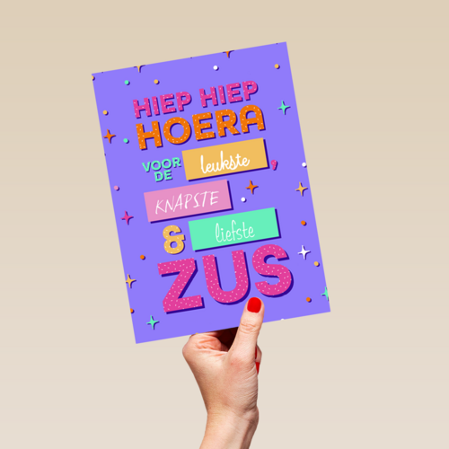 hippe verjaardagskaart voor een zus