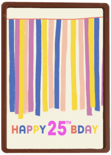 een blije gekleurde 25ste verjaardag