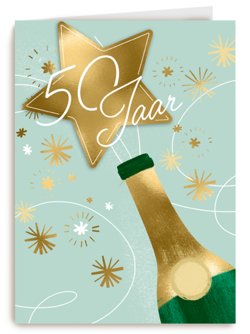Verjaardagskaart 50 jaar champagne