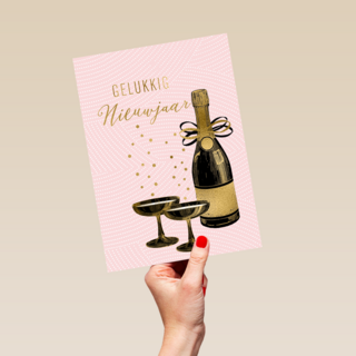 nieuwjaar kaart champagne bubbels