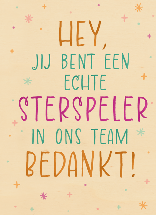 Houten Kaart Secretaressedag | Houten Kaart Hallmark | Secretaressedag | Sterspeler In Ons Team