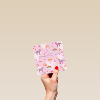 Verjaardagskaart roze met unicorns