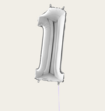 Cijferballon 1 Jaar Zilver XL